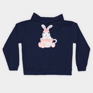 Bunny Inside Cup Watercolor Kids Hoodie